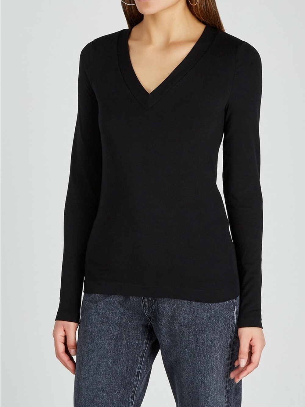 Wolford Black V-Neck Long Sleeve Top